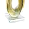12" Amber Yellow Glass Abstract Infinity Sculpture